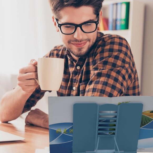 Desk Book Stand Holder for Reading, Adjustable Cookbook Stand Metal Reading Stan - Picture 4 of 6